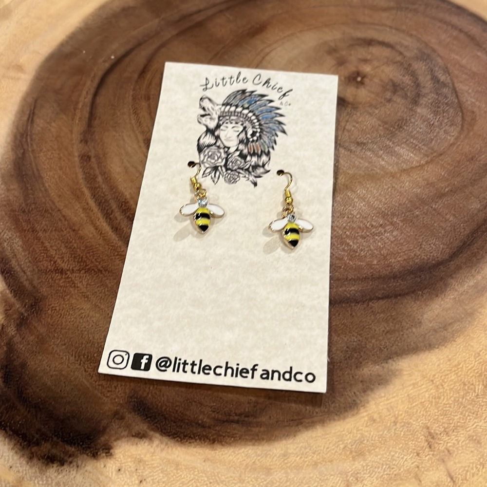 Handmade Bee gold tone earrings